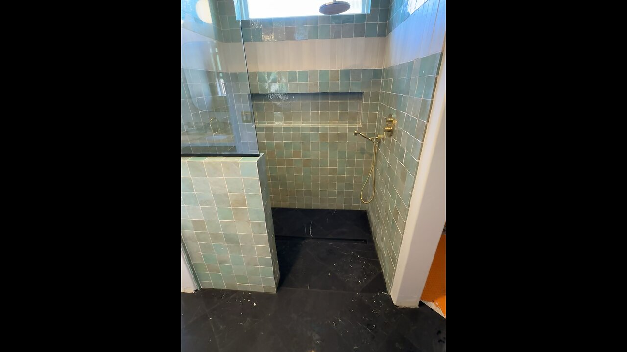 Zellige tile shower