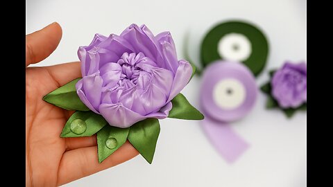 DIY Satin Ribbon Lotus Flower 🌸 Easy Step-by-Step for Beginners