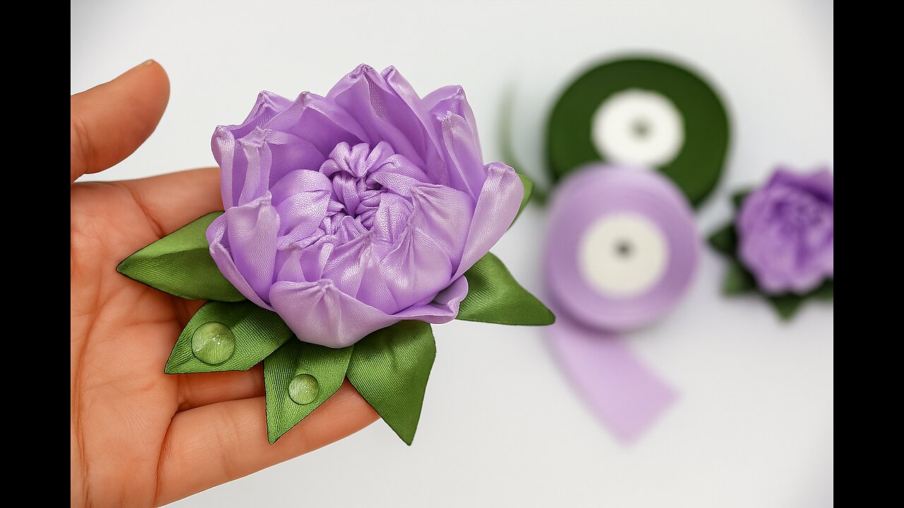DIY Satin Ribbon Lotus Flower 🌸 Easy Step-by-Step for Beginners