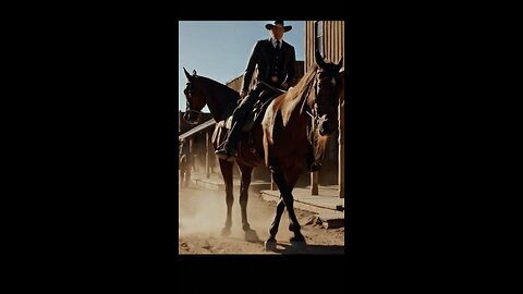 Donald Trump as a spaghetti western cowboy.