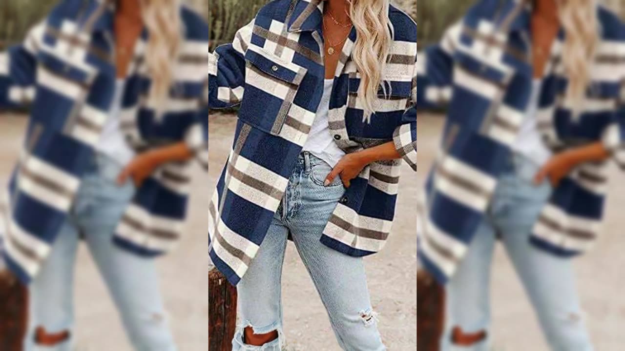 Plaid Button-Down Long Sleeve Jacket