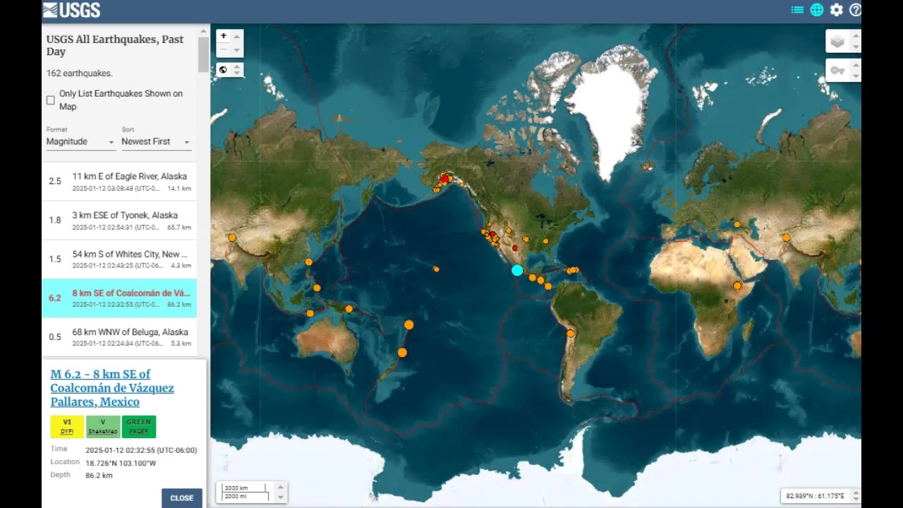 Strong 6.2 Magnitude Earthquake In North America January 12th 2025!