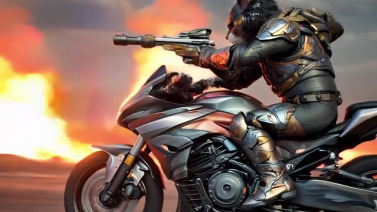 War Cat: Ride the Motorcycle to Explore the World | AI Animation 2025