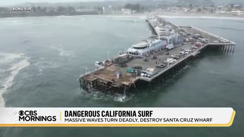 Huge waves tear through Santa Cruz wharf, sending debris into the ocean1