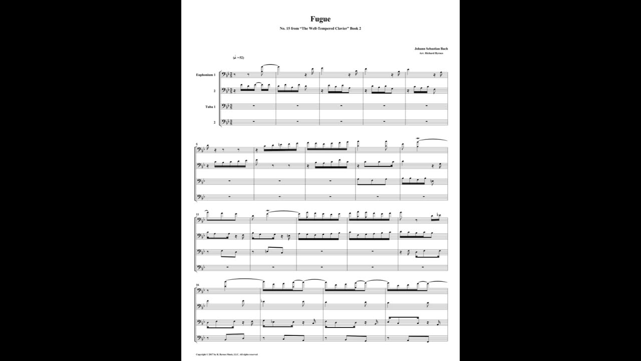 J.S. Bach - Well-Tempered Clavier: Part 2 - Fugue 15 (Euphonium-Tuba Quartet)