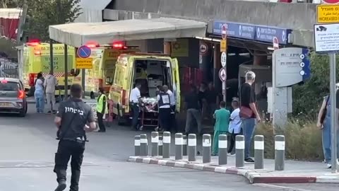 The injured arrive at Shaare Zedek Hospital in Jerusalem. 