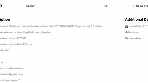 Rumble Channel 30 Minute Udemy Courses Needed: Add VETERANSWERS Supporter As A Subtitle