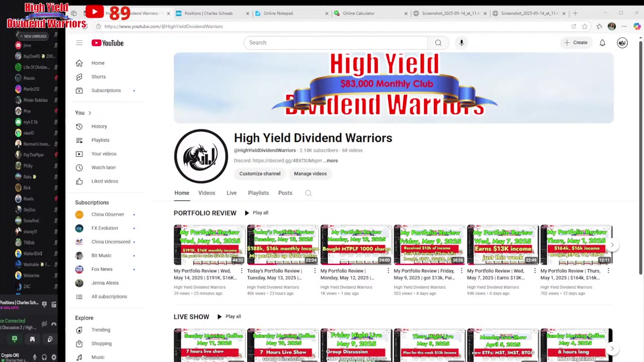 High Yield Dividend Warriors Wed Night Live 14 May