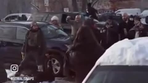 Raisin Head land pirates hitting ICE agents in Minneapolis with snowballs near Karmel