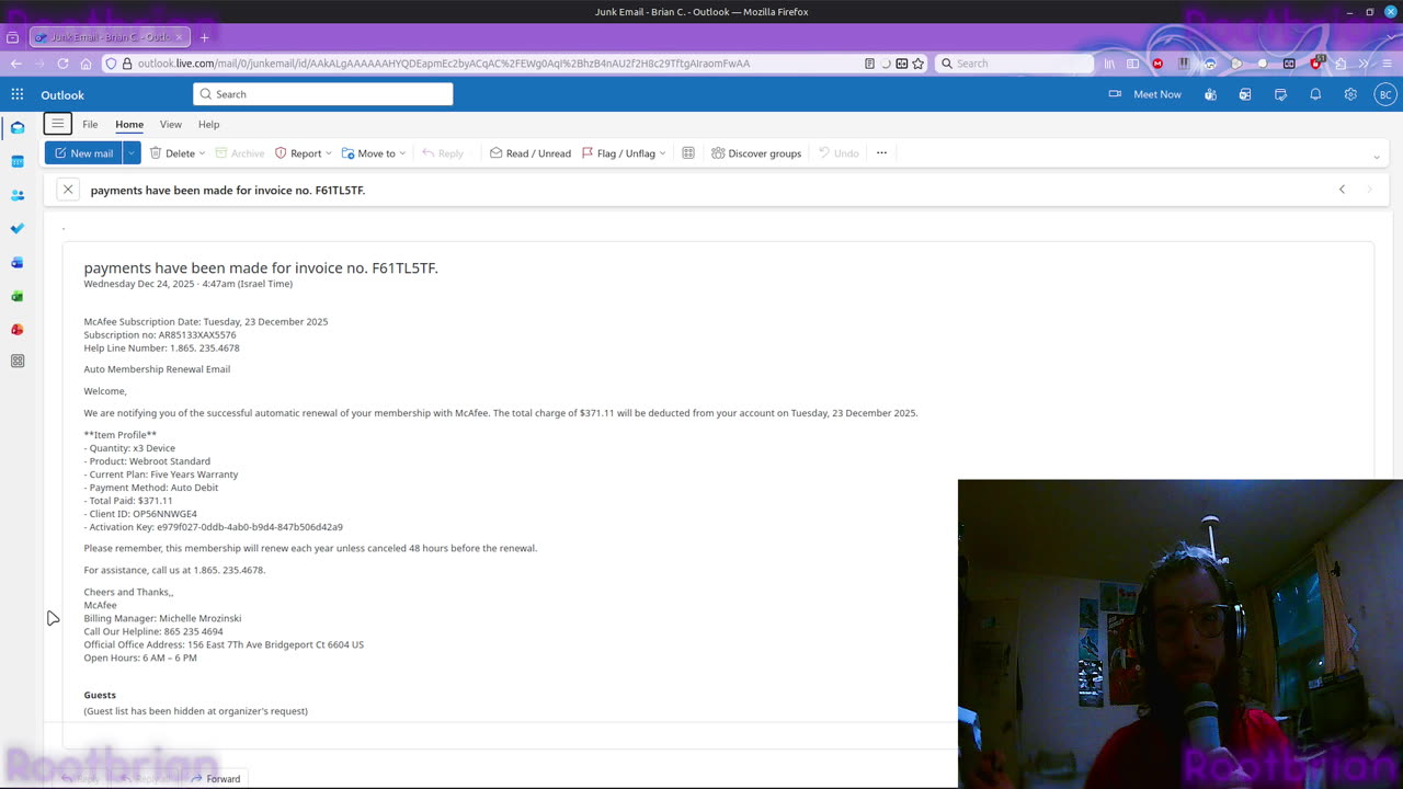Another Scammer posing as Webroot Security sent me their number, however they aren't answering!
