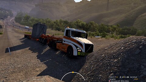 ATS, Downhill 7% grade, Volvo VNL, 78 t, engine Jake braking, automated manual transmission