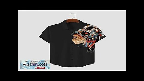 ChArmkpR Mens Shirts Ethnic Figure Side Print Lapel Short Sleeve Black Shirts Review