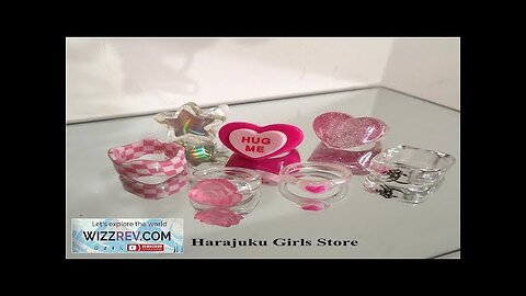 Kpop Cute Goth Pink Transparent Flower Heart Star Resin Acrylic Rings Set Review