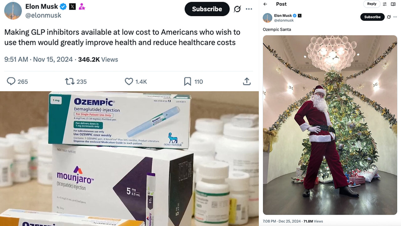 Ozempic Causes Blindness & Perpetual Suicidal Ideation? "Nothing Would do More to Improve Health, Lifespan & Quality of Life for Americans Than Making GLP Inhibitors Low Cost to the Public." - Elon Musk + Smoke Your Way to Thin?