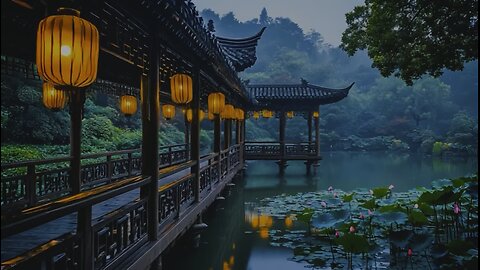 🌧️ The Lotus Pond’s Chill After Evening Rain — Misty Beauty Unfolds 🌿🌫️