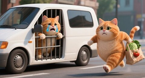 Mom Cat Saves Kitten from Car Animal Catcher