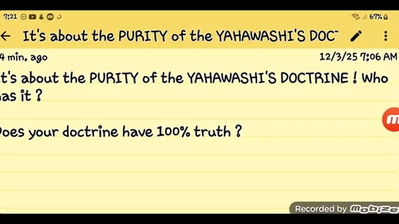 It's about the PURITY of YAHAWASHI'S DOCTRINE ! Who has it ? - GMS - Greatmillstone