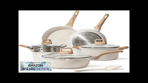 CAROTE Pots and Pans Set Nonstick White Granite Induction Kitchen Cookware Set Review