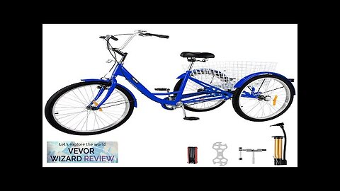 Adult Tricycle 24" 1-Speed 3 Wheel Blue Exercise Shopping Bicycle Large Basket Review