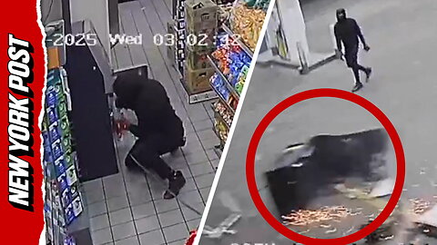 Insane CCTV footage shows bumbling thieves try and fail stealing money from ATM