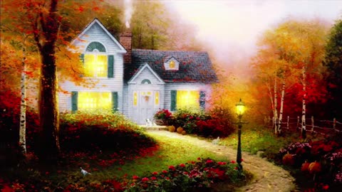 (4K) 10 Hours of Cozy Autumn House - Relaxing Fall Screensaver - Soft Moving Background, No Sound