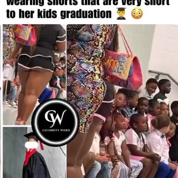 Trashy blk mom wears tramp shorts at graduation