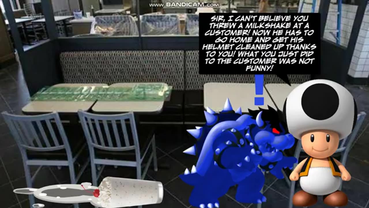 Dark Tsunami Bowser Throws a Milkshake at Hammer Bro at Chick-Fil-A/Grounded
