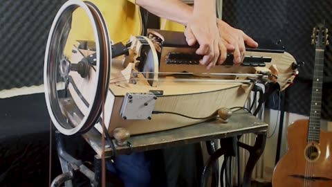 Electric Hurdy-Gurdy On Sewing Machine Crank