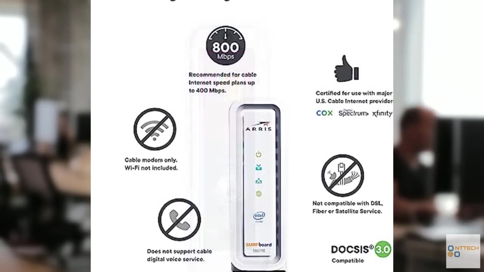 ARRIS (SB6190-RB) - Cable Modem - DOCSIS 3.0 32x8 Gigabit Modem, For ...