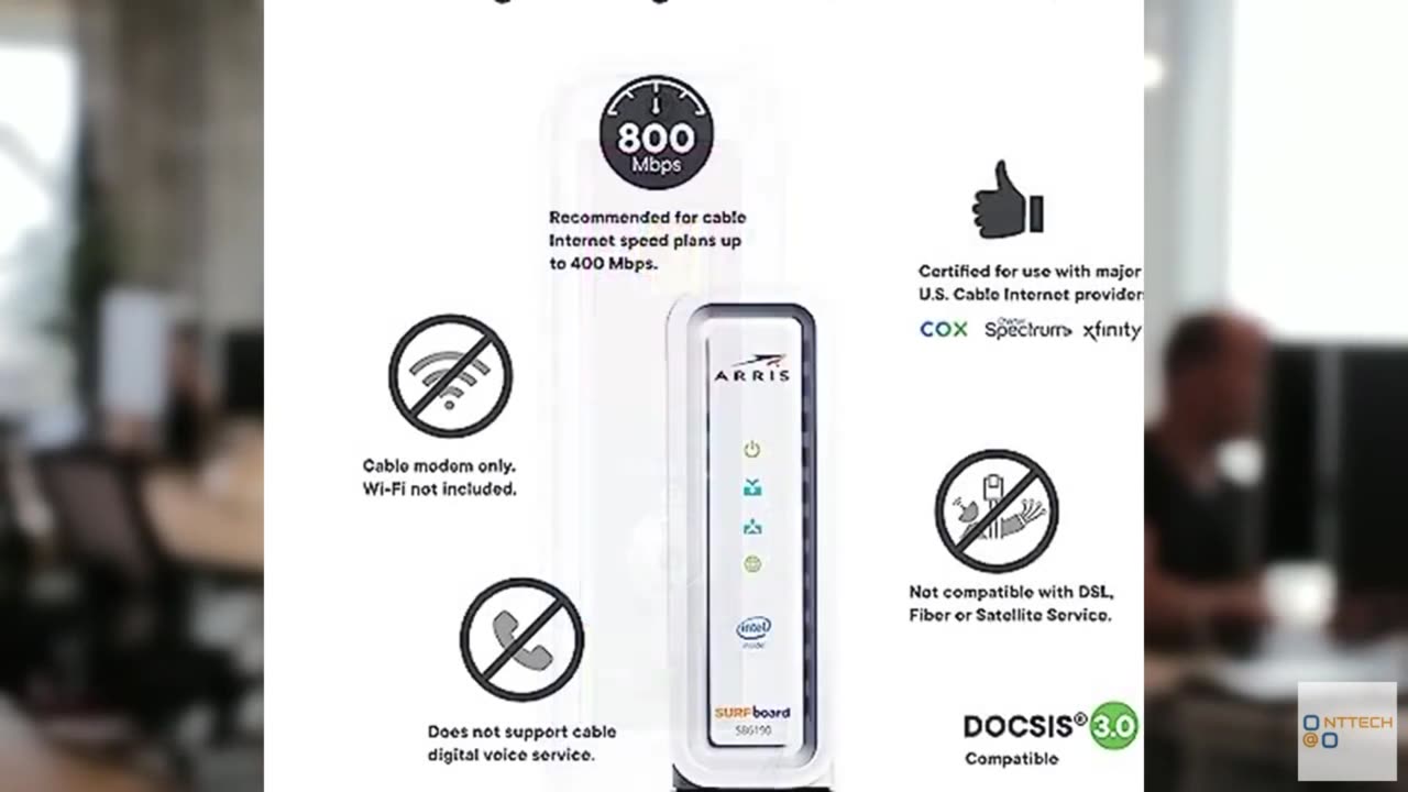 ARRIS (SB6190-RB) - Cable Modem - DOCSIS 3.0 32x8 Gigabit Modem, For Comcast Xfi