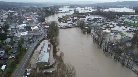 Drone Footage of Record High Flood in Downtown Snohomish, WA