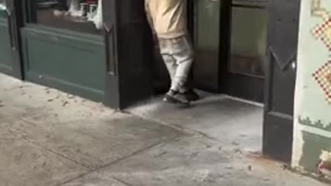 Crackhead runs in snatches the tip jar and books it like he just robbed a bank