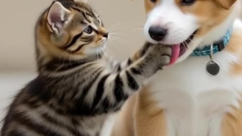 Cat and Dog's Sweet Healing Moment