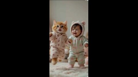 cat & baby are dancing