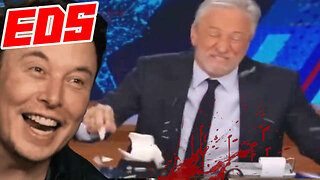 John Stewart Nearly Slits Wrist Breaking A Coffee Mug Yelling About Musk