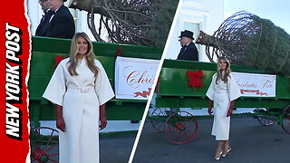 First Lady Melania Trump welcomes the 2025 White House Christmas tree