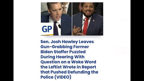 Sen. Josh Hawley Leaves Gun-Grabbing Former Biden Staffer Puzzled During Hearing With Question