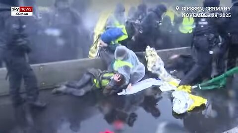 Antifa protesters blasted with water cannons during demonstration of hard-right German party