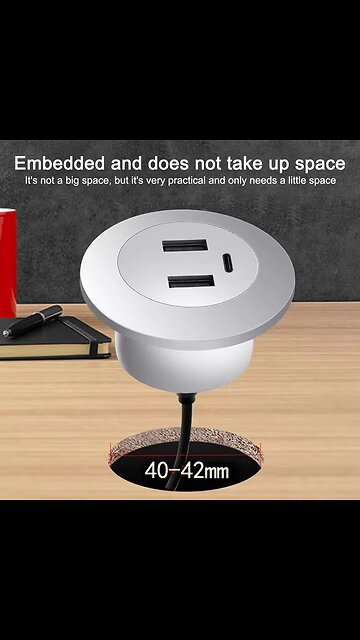 Desktop Hole Embedded USB Hub Type-C USB Charger 3 In 1 Splitter