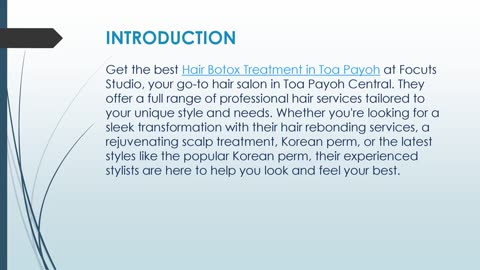 Get the best Hair Botox Treatment in Toa Payoh