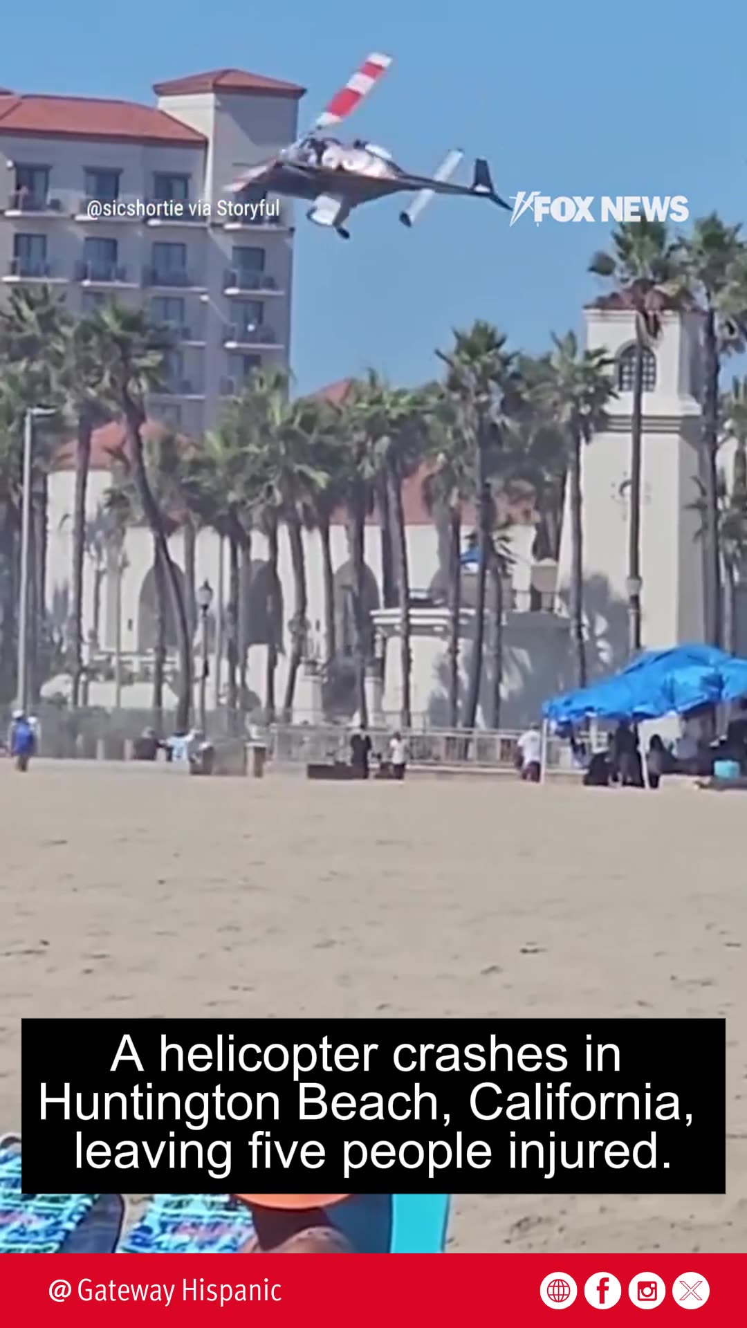 Helicopter crashes in Huntington Beach, California