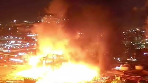 raging inferno at Chevron oil refinery [No sound]