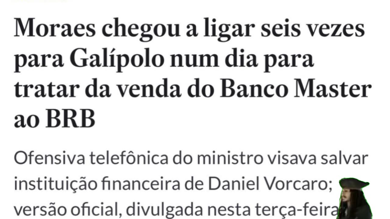 Nazista de Moraes ligou 6 vezes para o Galipolo pra tratar venda do banco Master.