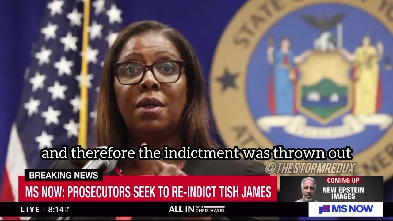 MSNBC via Fusion Ken Dilanian is reporting that Letitia James is going to be indicted again