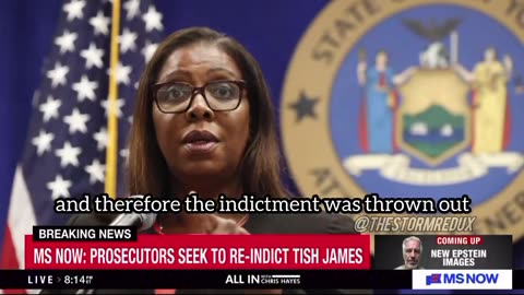 MSNBC via Fusion Ken Dilanian is reporting that Letitia James is going to be indicted again
