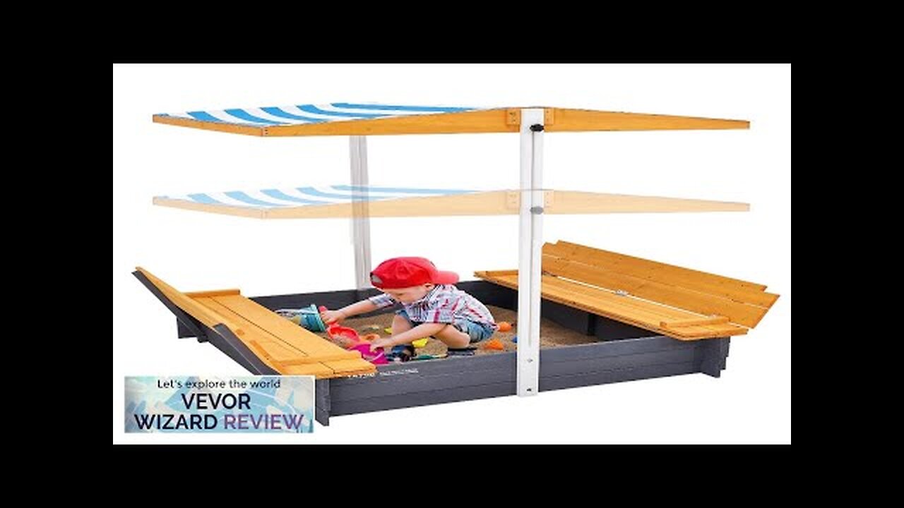 VEVOR Wooden Sandbox with Canopy 57.3 x 47.2 x 47.2 in Sand Review