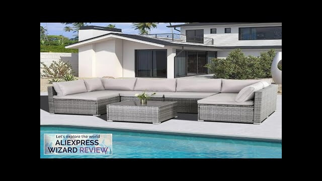 7 Pieces Patio Furniture Set Modular Patio Set Wicker Outdoor Sectional Sofa Review