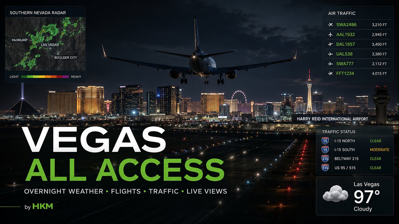 🎲🎰✈ VEGAS ALL ACCESS:WEATHER*FLIGHTS*TRAFFIC*LIVE VIEWS🎲🎰✈