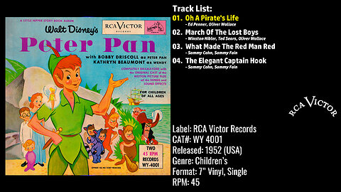 Verne Smith – Walt Disney's Peter Pan (Full Record) – 1952 – CAT.# WY 4001