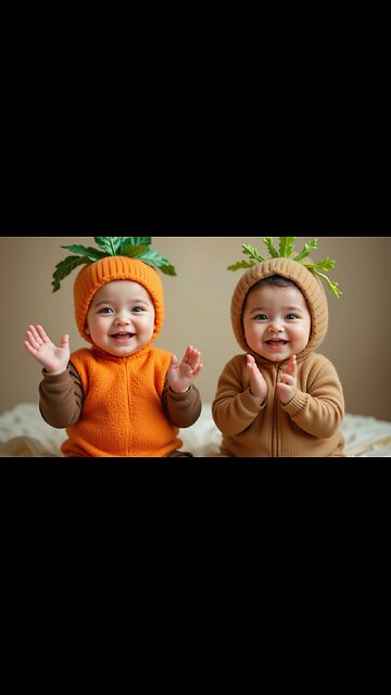 Adorable Twins as Carrots—Cutest Veggie Duo! 🥕👶❤️